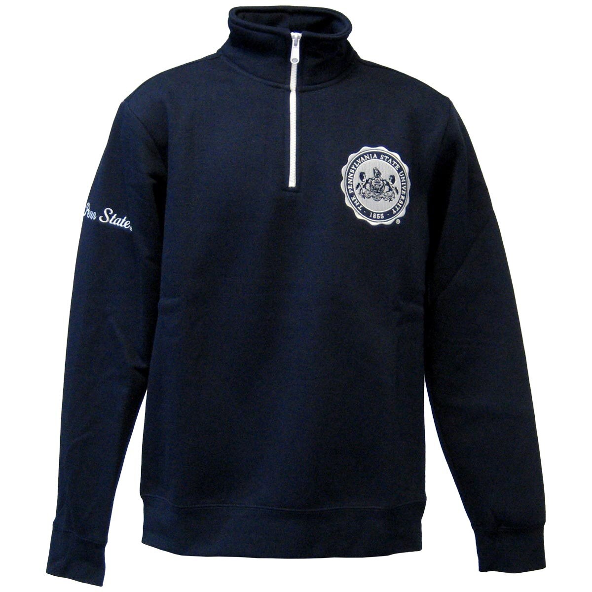 navy 1/4 zip with Penn State Seal on left chest, Penn State on right sleeve